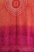 Orange And Pink Bandhani Pure Gajji Silk Dupatta - Luxurion World