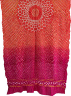Orange And Pink Bandhani Pure Gajji Silk Dupatta - Luxurion World