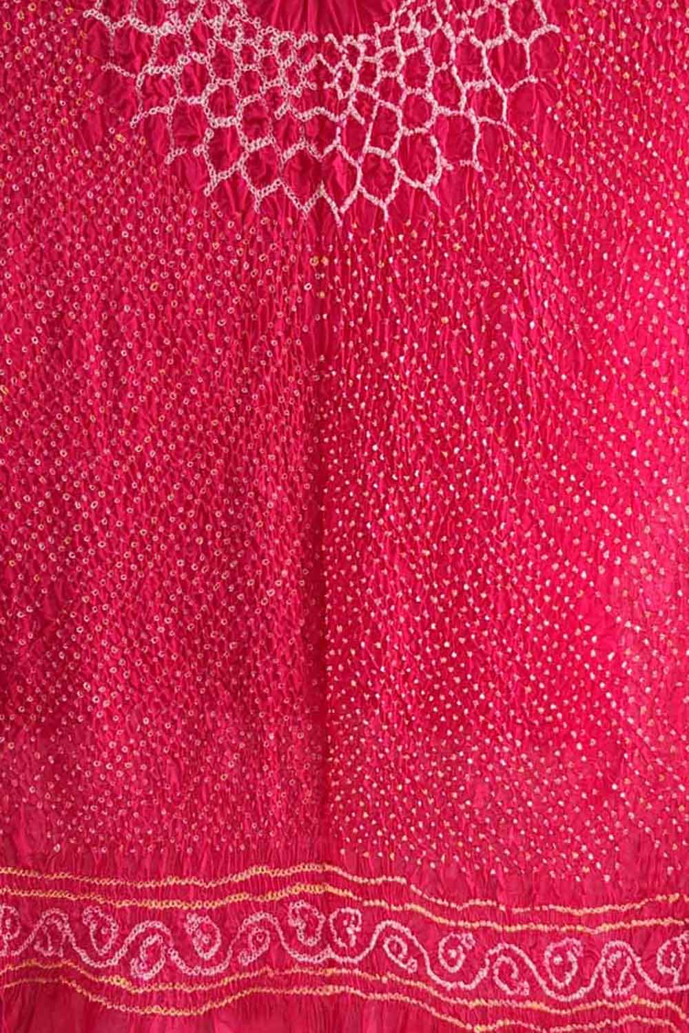 Pink Bandhani Pure Gajji Silk Dupatta - Luxurion World