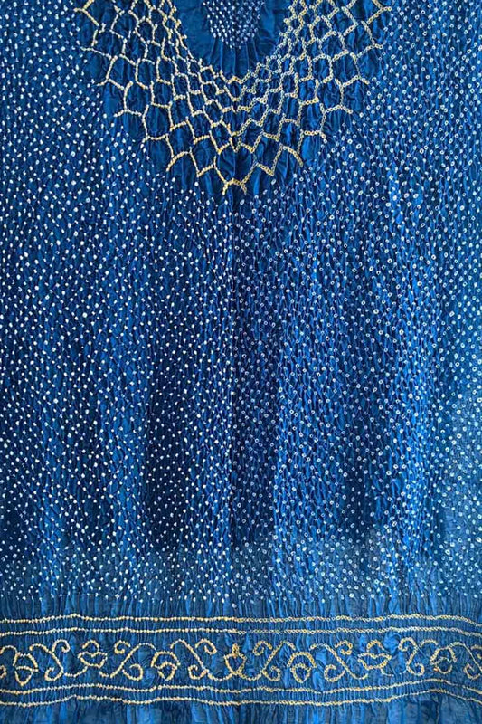 Blue Bandhani Pure Gajji Silk Dupatta - Luxurion World