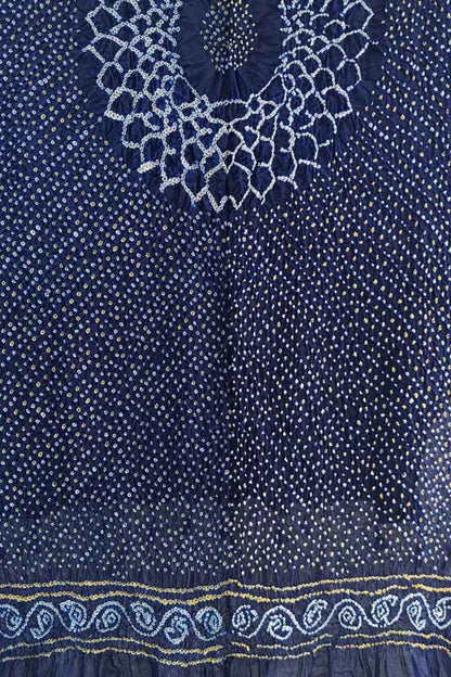 Blue Bandhani Pure Gajji Silk Dupatta - Luxurion World