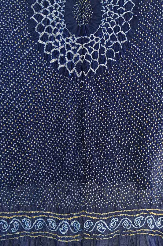 Blue Bandhani Pure Gajji Silk Dupatta - Luxurion World