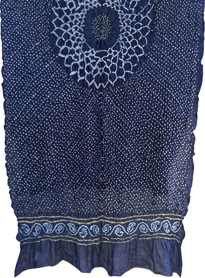 Blue Bandhani Pure Gajji Silk Dupatta - Luxurion World