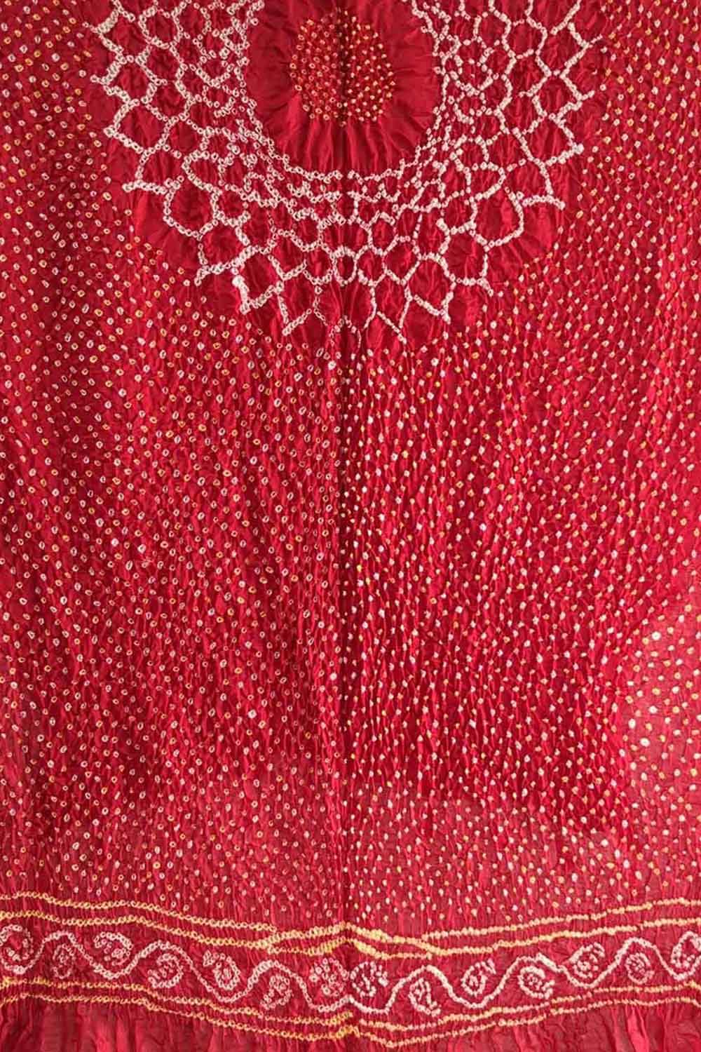 Red Bandhani Pure Gajji Silk Dupatta - Luxurion World