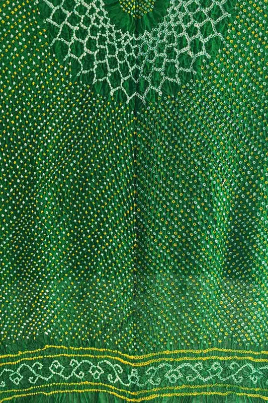 Green Bandhani Pure Gajji Silk Dupatta - Luxurion World