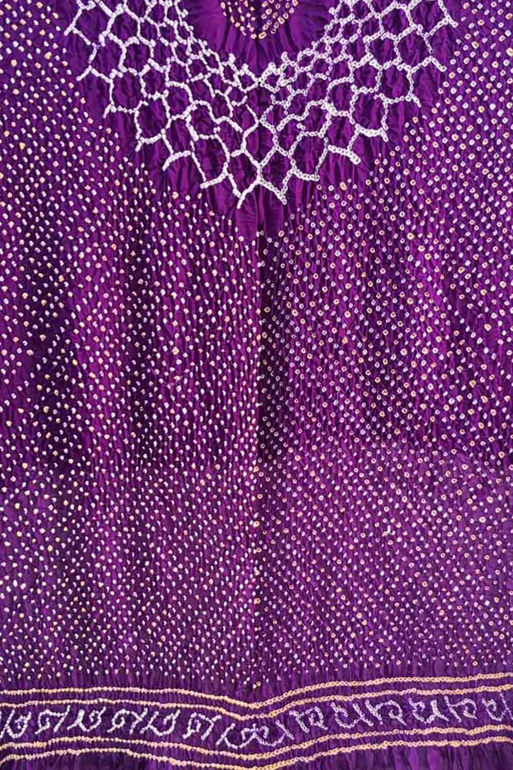 Purple Bandhani Pure Gajji Silk Dupatta - Luxurion World