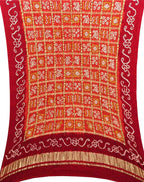 Red And Orange Bandhani Pure Gajji Silk Dupatta - Luxurion World