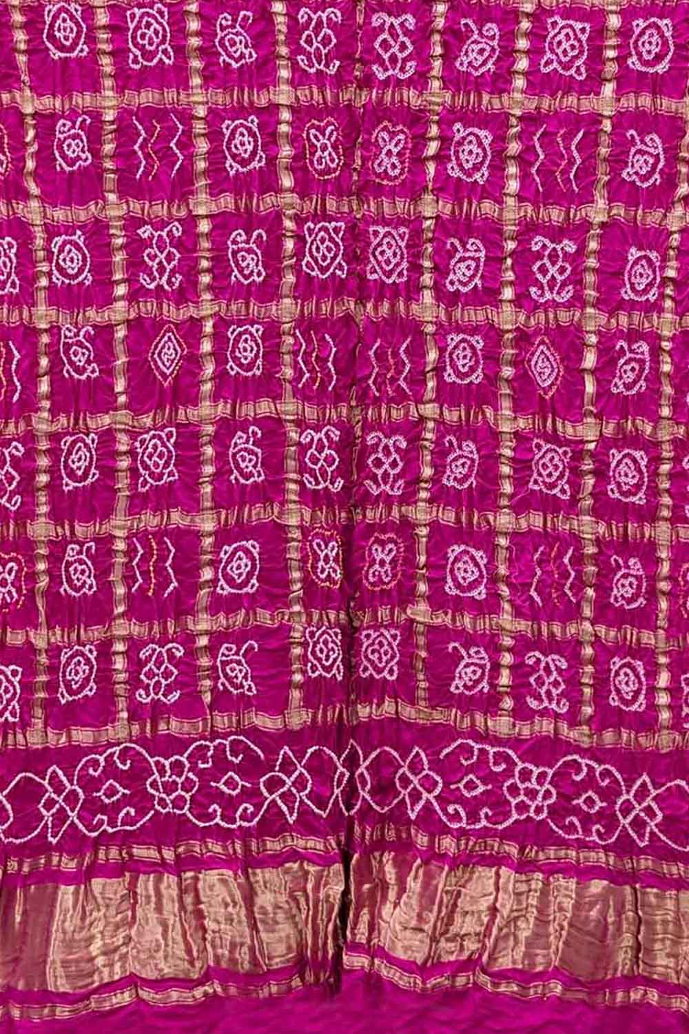 Pink Bandhani Pure Gajji Silk Dupatta - Luxurion World