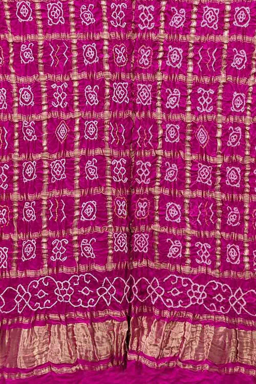 Pink Bandhani Pure Gajji Silk Dupatta - Luxurion World