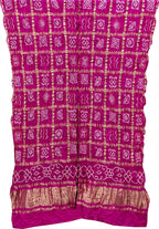 Pink Bandhani Pure Gajji Silk Dupatta - Luxurion World