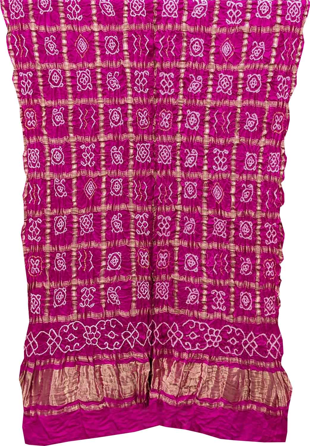 Pink Bandhani Pure Gajji Silk Dupatta - Luxurion World