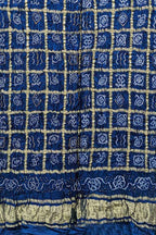 Blue Bandhani Pure Gajji Silk Dupatta - Luxurion World
