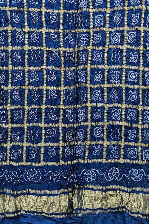 Blue Bandhani Pure Gajji Silk Dupatta - Luxurion World