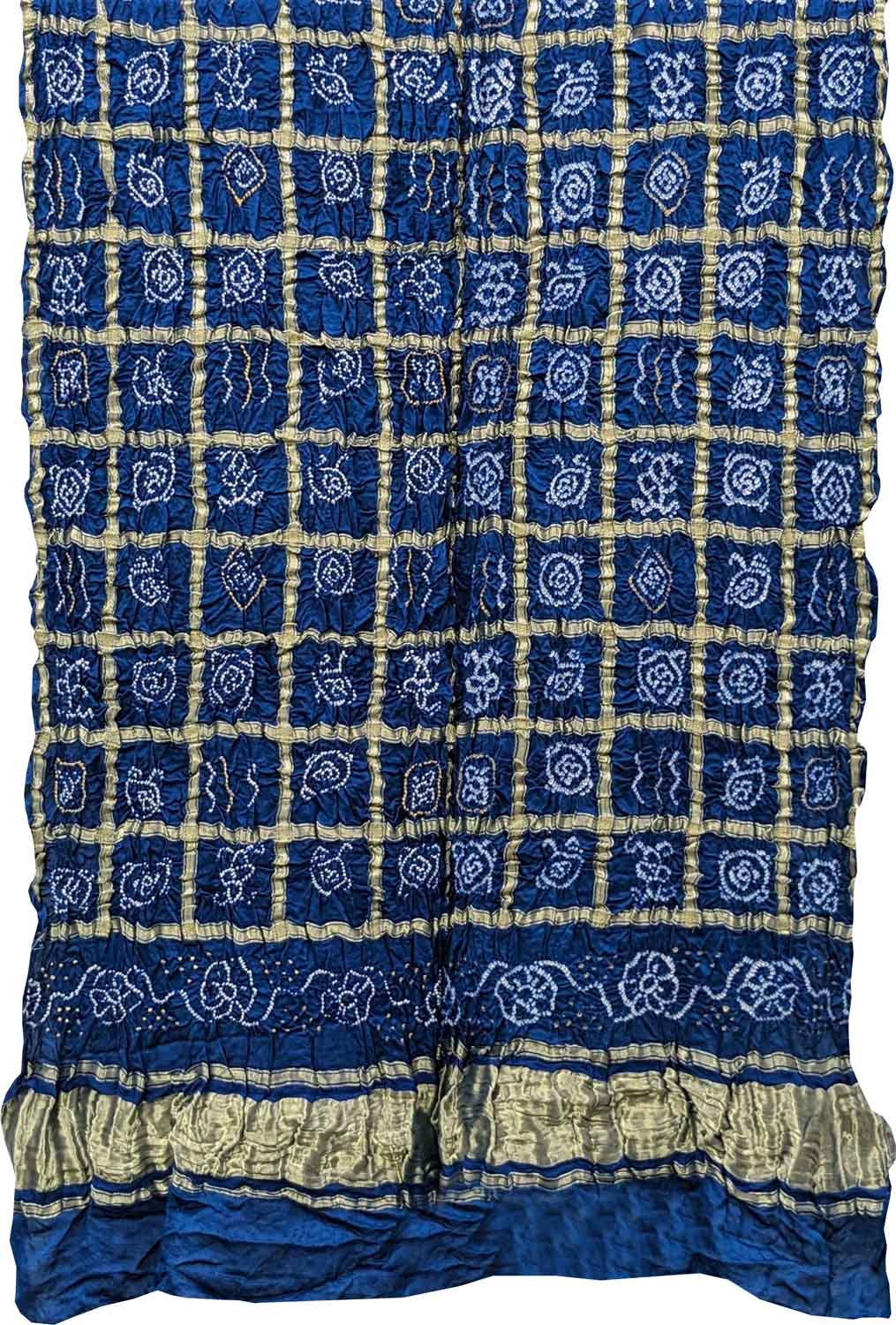 Blue Bandhani Pure Gajji Silk Dupatta - Luxurion World