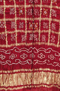 Red Bandhani Pure Gajji Silk Dupatta - Luxurion World