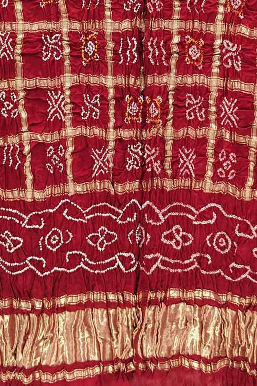 Red Bandhani Pure Gajji Silk Dupatta - Luxurion World