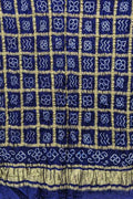 Blue Bandhani Pure Gajji Silk Dupatta - Luxurion World