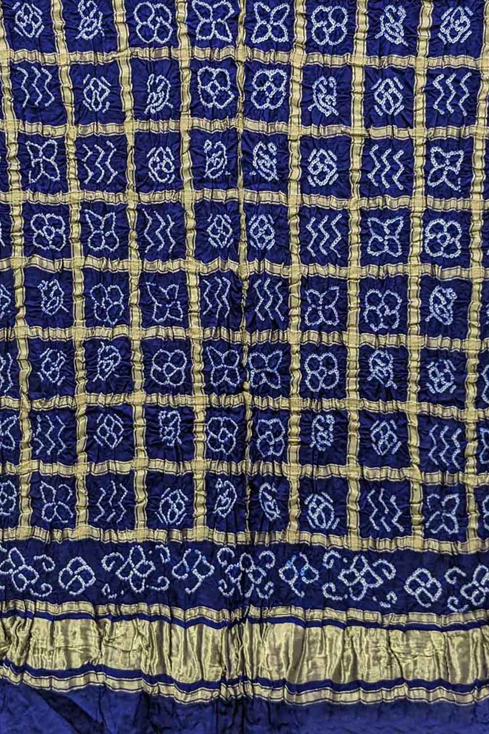 Blue Bandhani Pure Gajji Silk Dupatta - Luxurion World