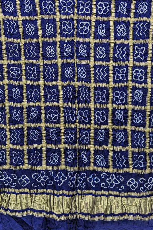 Blue Bandhani Pure Gajji Silk Dupatta - Luxurion World