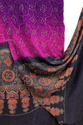 Purple Bandhani Ajrakh Pure Gajji Silk Dupatta - Luxurion World