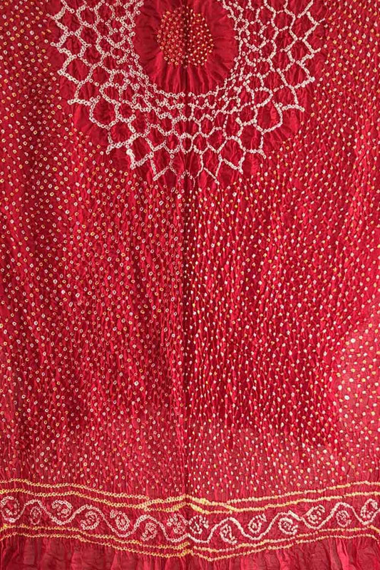 Red Bandhani Pure Gajji Silk Dupatta - Luxurion World