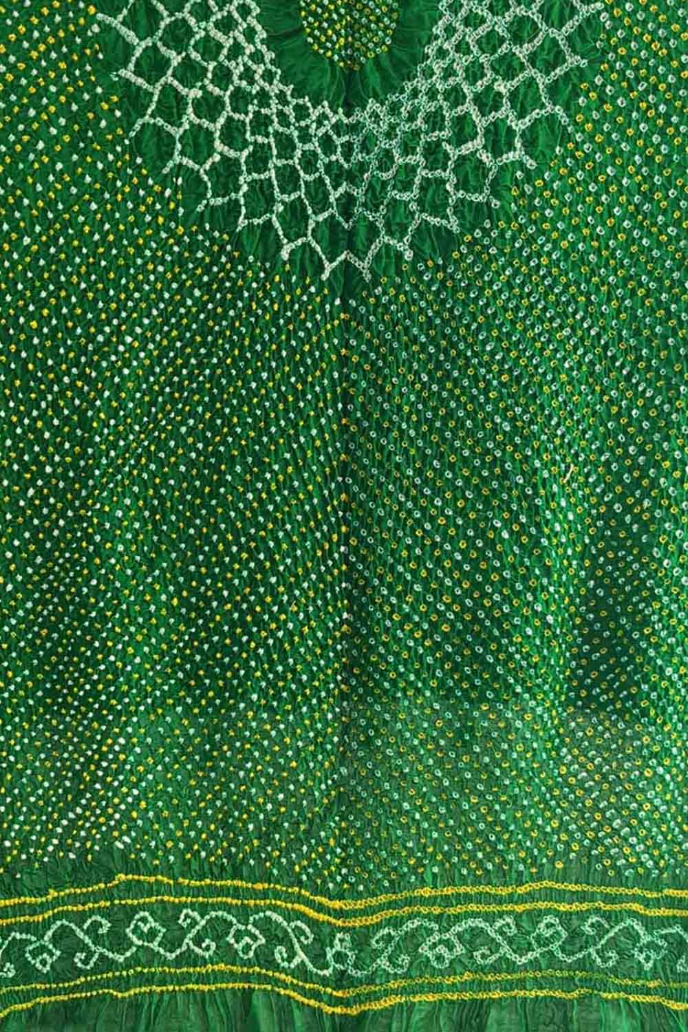 Green Bandhani Pure Gajji Silk Dupatta - Luxurion World
