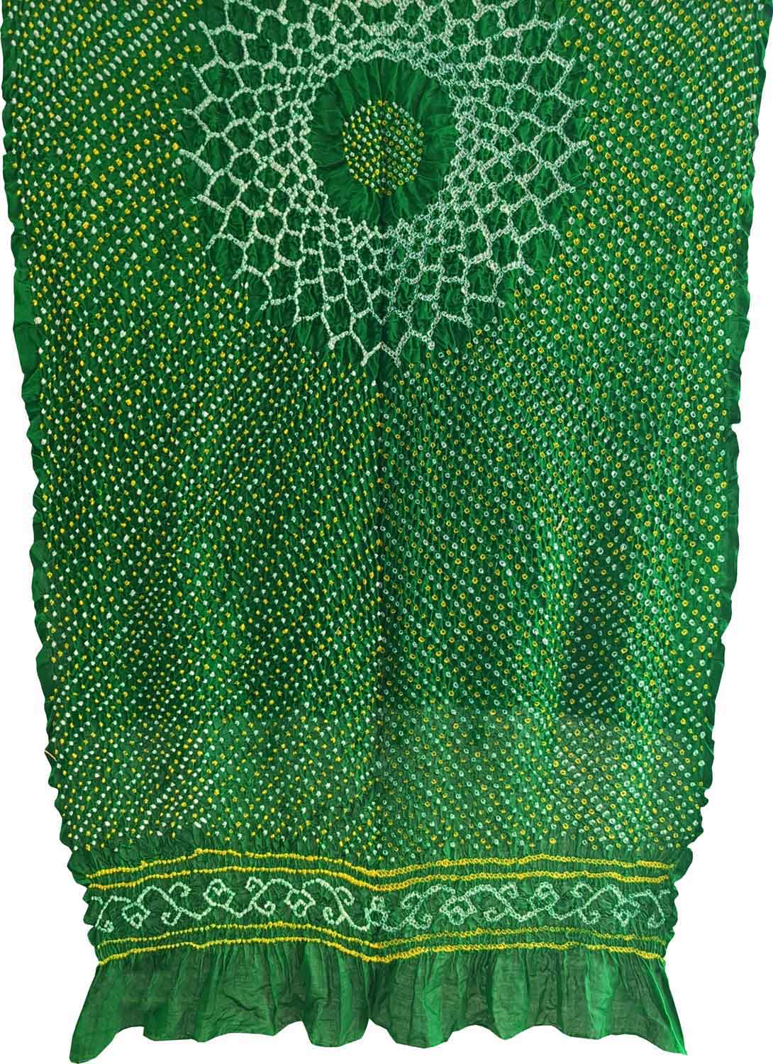 Green Bandhani Pure Gajji Silk Dupatta - Luxurion World