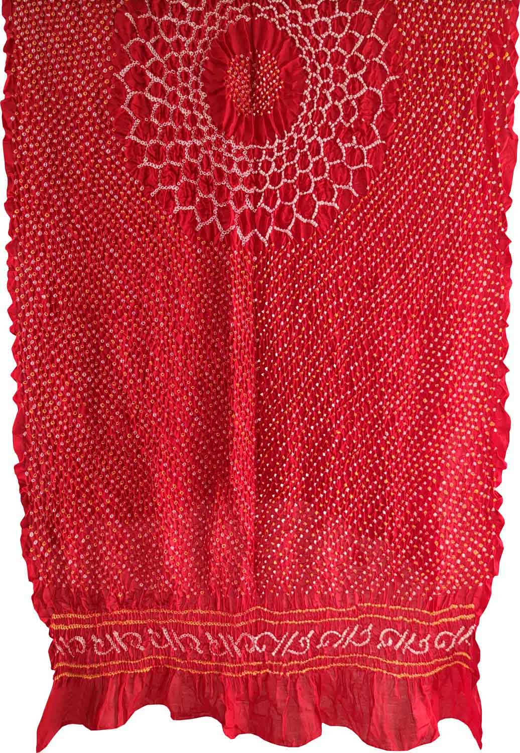 Red Bandhani Pure Gajji Silk Dupatta - Luxurion World