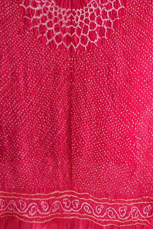Pink Bandhani Pure Gajji Silk Dupatta