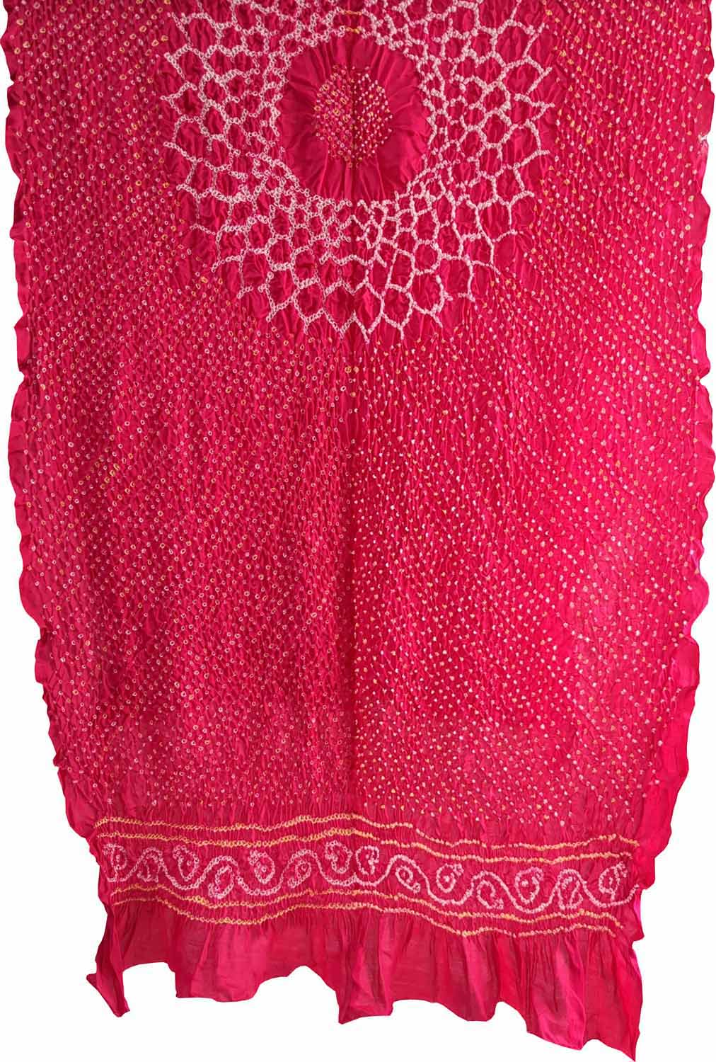 Pink Bandhani Pure Gajji Silk Dupatta - Luxurion World
