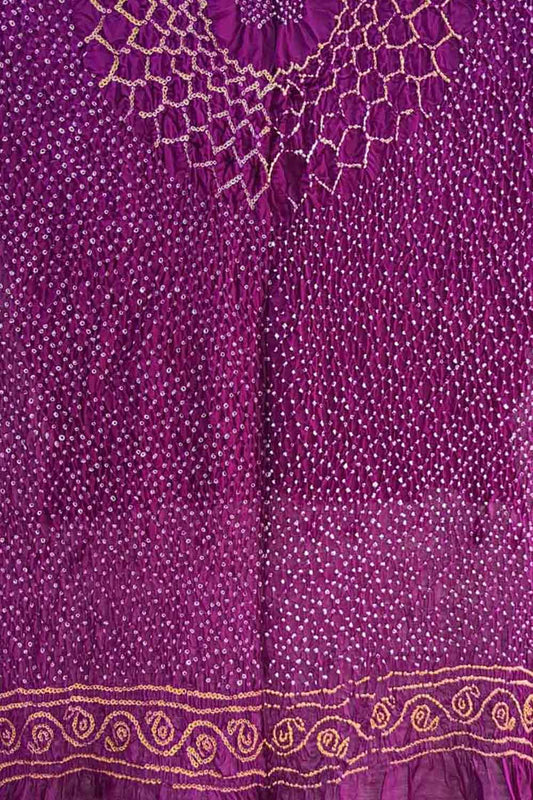 Purple Bandhani Pure Gajji Silk Dupatta - Luxurion World