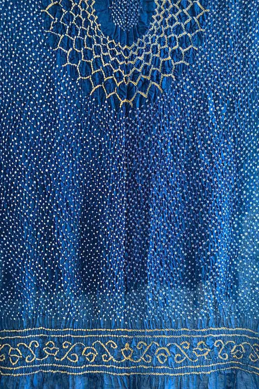 Blue Bandhani Pure Gajji Silk Dupatta - Luxurion World