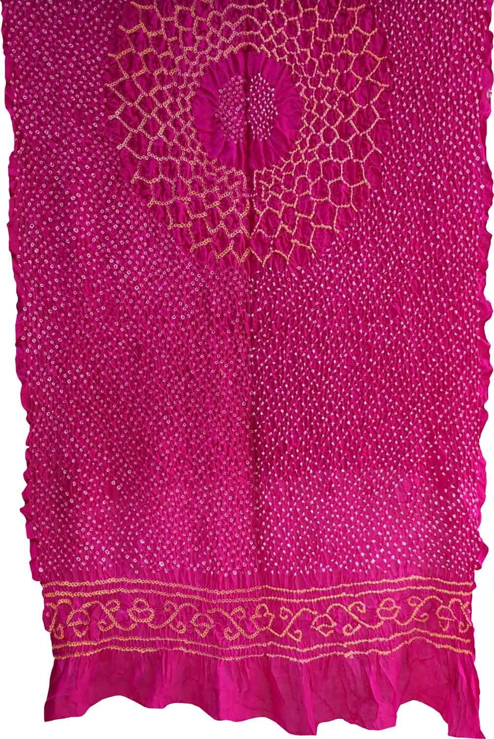 Pink Bandhani Pure Gajji Silk Dupatta - Luxurion World