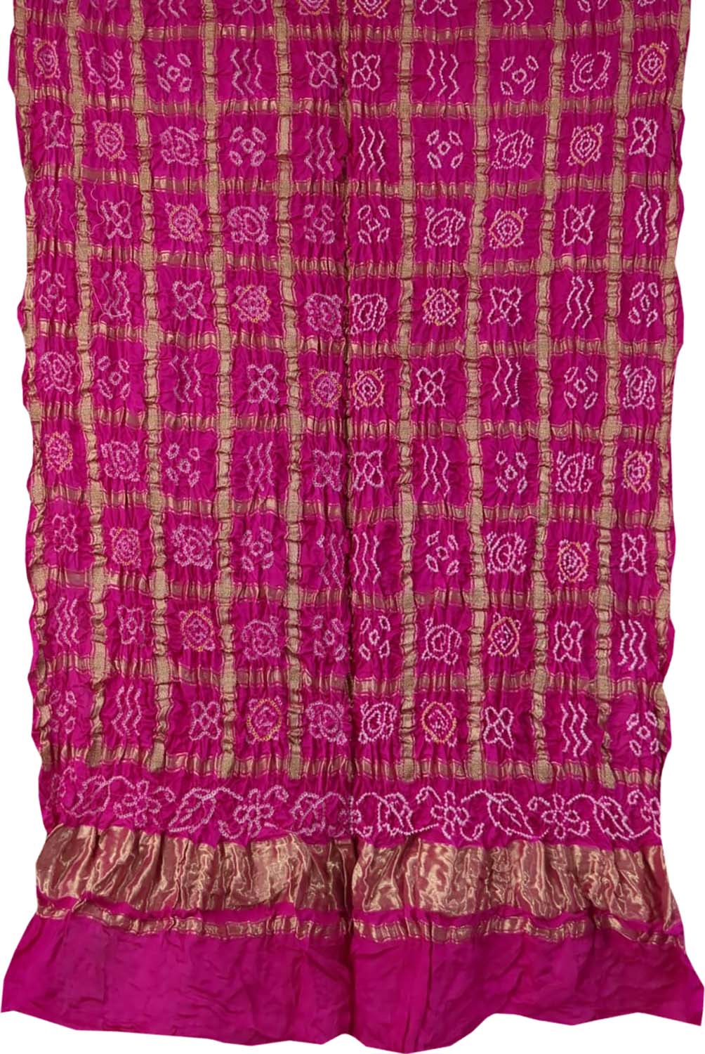 Elegant Pink Bandhani Gharchola Design Pure Gajji Silk Dupatta - Luxurion World
