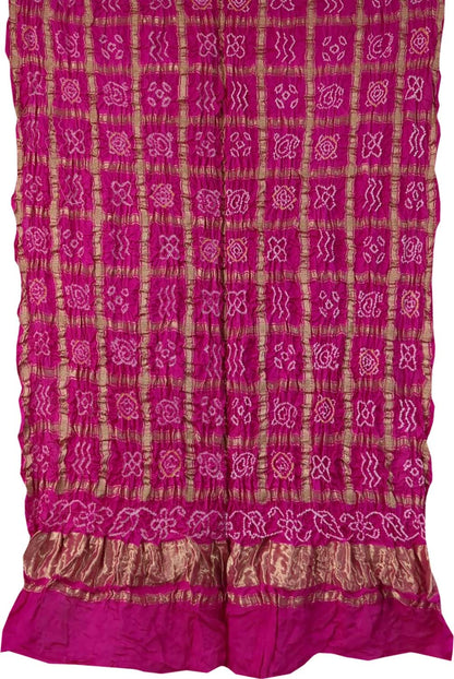 Elegant Pink Bandhani Gharchola Design Pure Gajji Silk Dupatta - Luxurion World