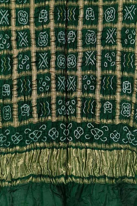 Exquisite Green Bandhani Gharchola: Pure Gajji Silk Dupatta - Luxurion World