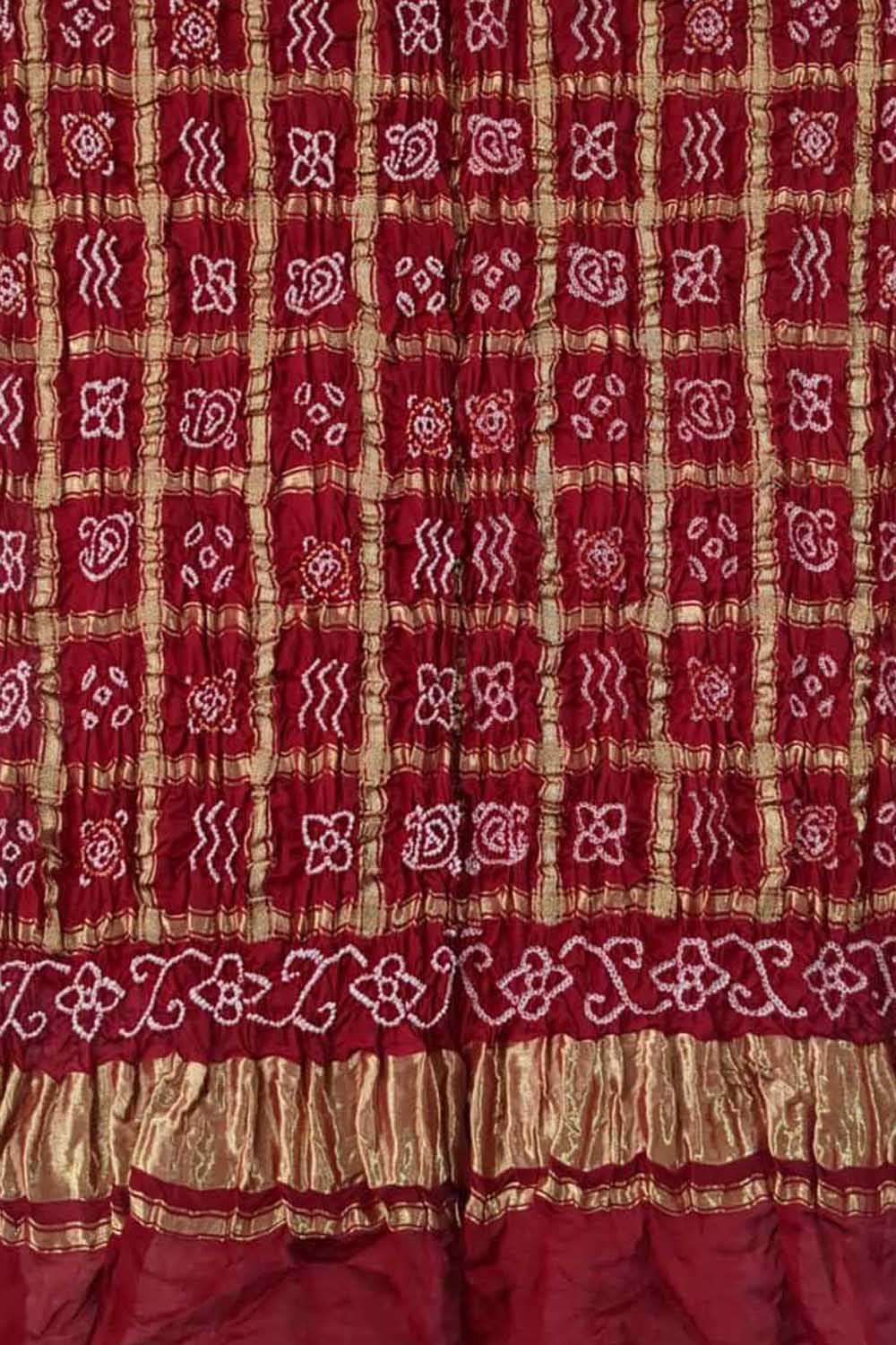 Red Bandhani Gharchola: Exquisite Gajji Silk Dupatta - Luxurion World