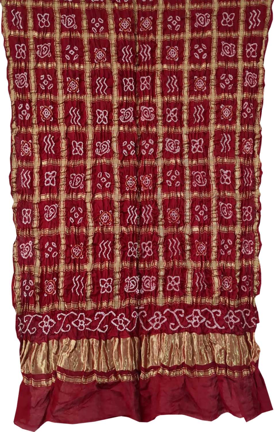Red Bandhani Gharchola: Exquisite Gajji Silk Dupatta - Luxurion World