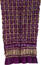 Elegant Purple Bandhani Gharchola Design Pure Gajji Silk Dupatta - Luxurion World