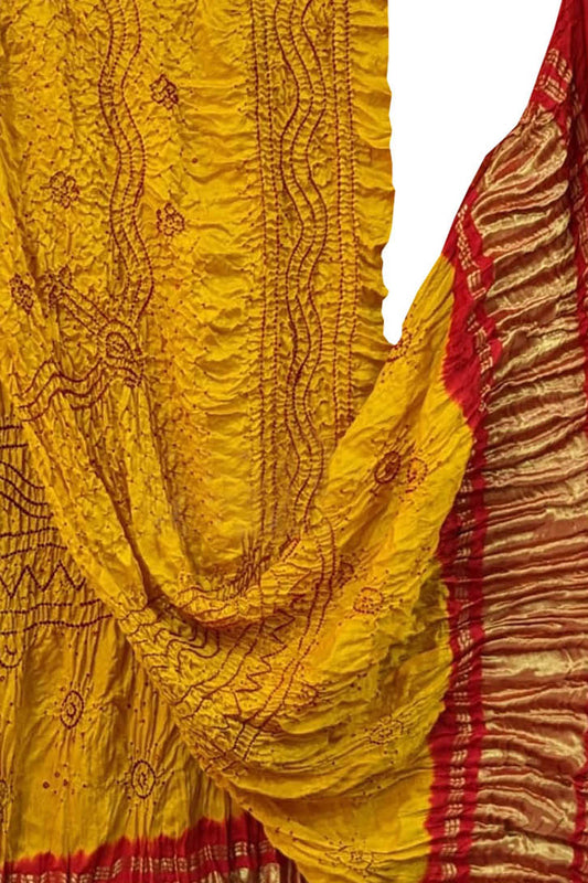 Stunning Yellow Bandhani Gajji Silk Dupatta: A Must-Have Accessory