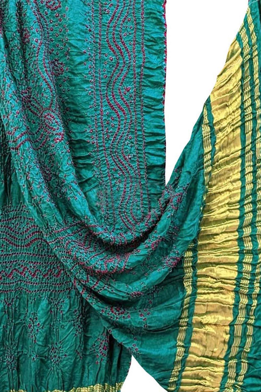 Elegant Blue Bandhani Gajji Silk Dupatta: Timeless Beauty - Luxurion World