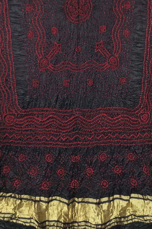 Elegant Black Bandhani Gajji Silk Dupatta: Timeless Beauty - Luxurion World