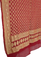 Red Bandhani Georgette Neemzari Dupatta - Elegant and Stylish - Luxurion World