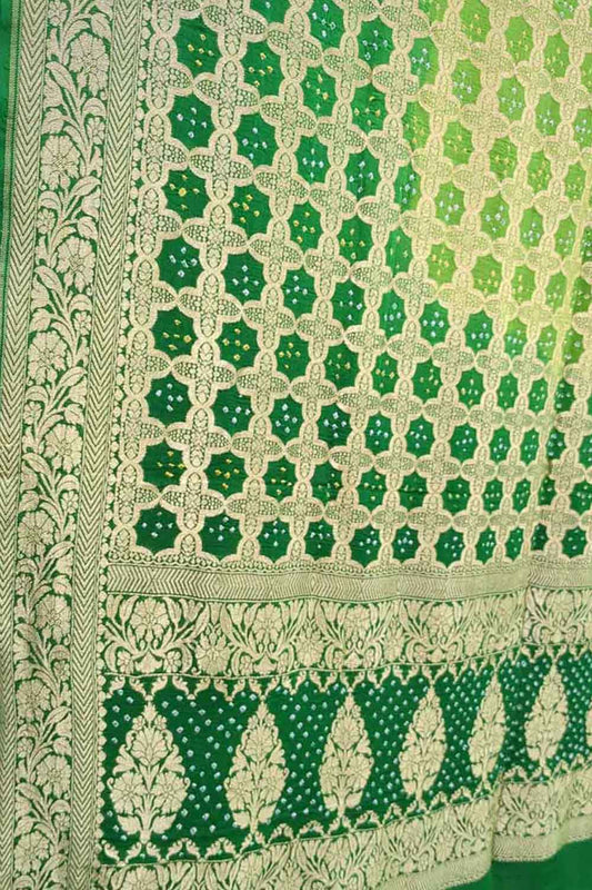 Green Bandhani Georgette Neemzari Dupatta - Pure Elegance - Luxurion World