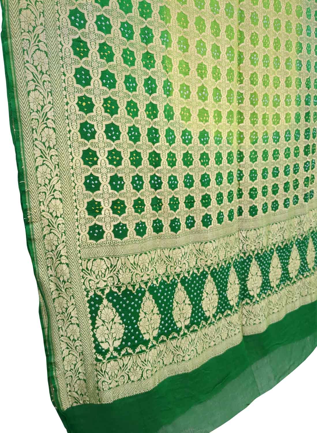 Green Bandhani Georgette Neemzari Dupatta - Pure Elegance - Luxurion World