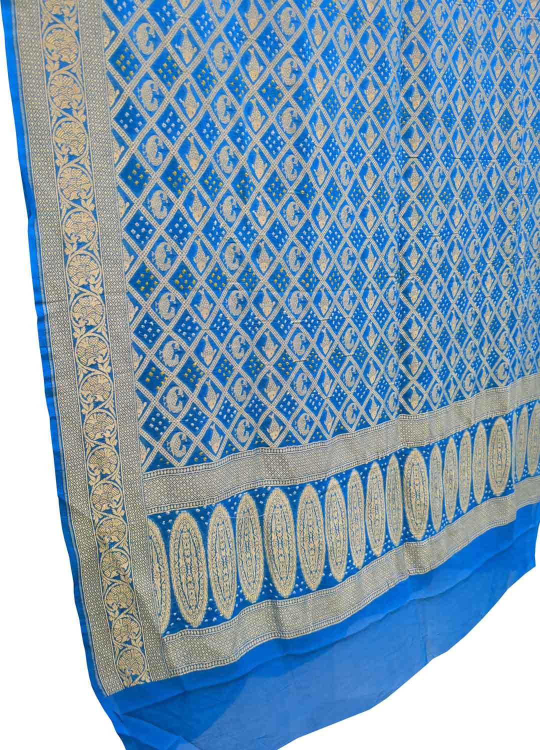 Blue Bandhani Georgette Dupatta with Neemzari Embroidery - Luxurion World
