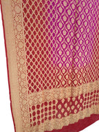 Stunning Pink and Red Bandhani Georgette Dupatta - Luxurion World