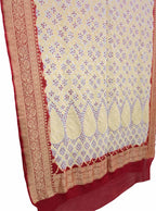 Stunning Off White Bandhani Georgette Dupatta with Neemzari - Luxurion World