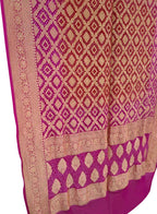 Red & Pink Bandhani Georgette Neemzari Dupatta - Luxurion World