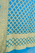 Blue Bandhani Pure Georgette Neemzari Dupatta - Luxurion World